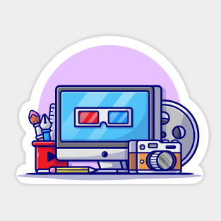 Multimedia Cartoon Vector Icon Illustration Sticker